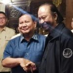 Ketua Umum Partai Gerindra, Prabowo menerima kunjungan Ketua Umum Partai NasDem, Surya Paloh di Padepokan Garuda Yaksa Hambalang, Kabupaten Bogor, Jawa Barat, Minggu